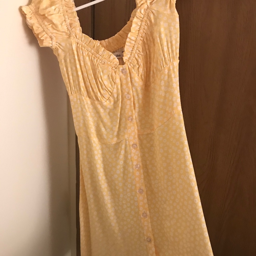 With Jean Isabelle Dress Yellow Size SMALL